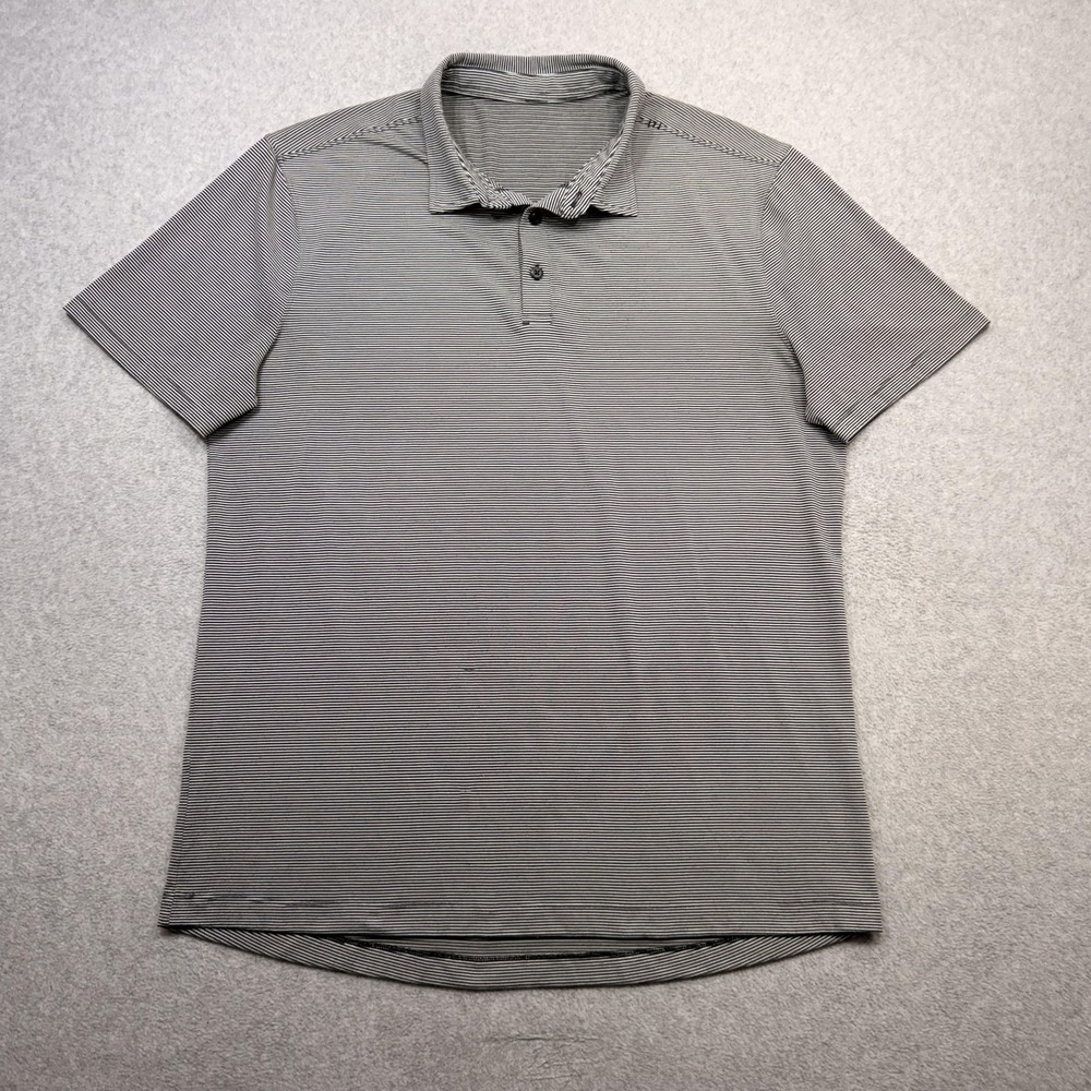 Lululemon Polo Shirt Mens XL Black Stripe Golf Performance Lightweight Tech